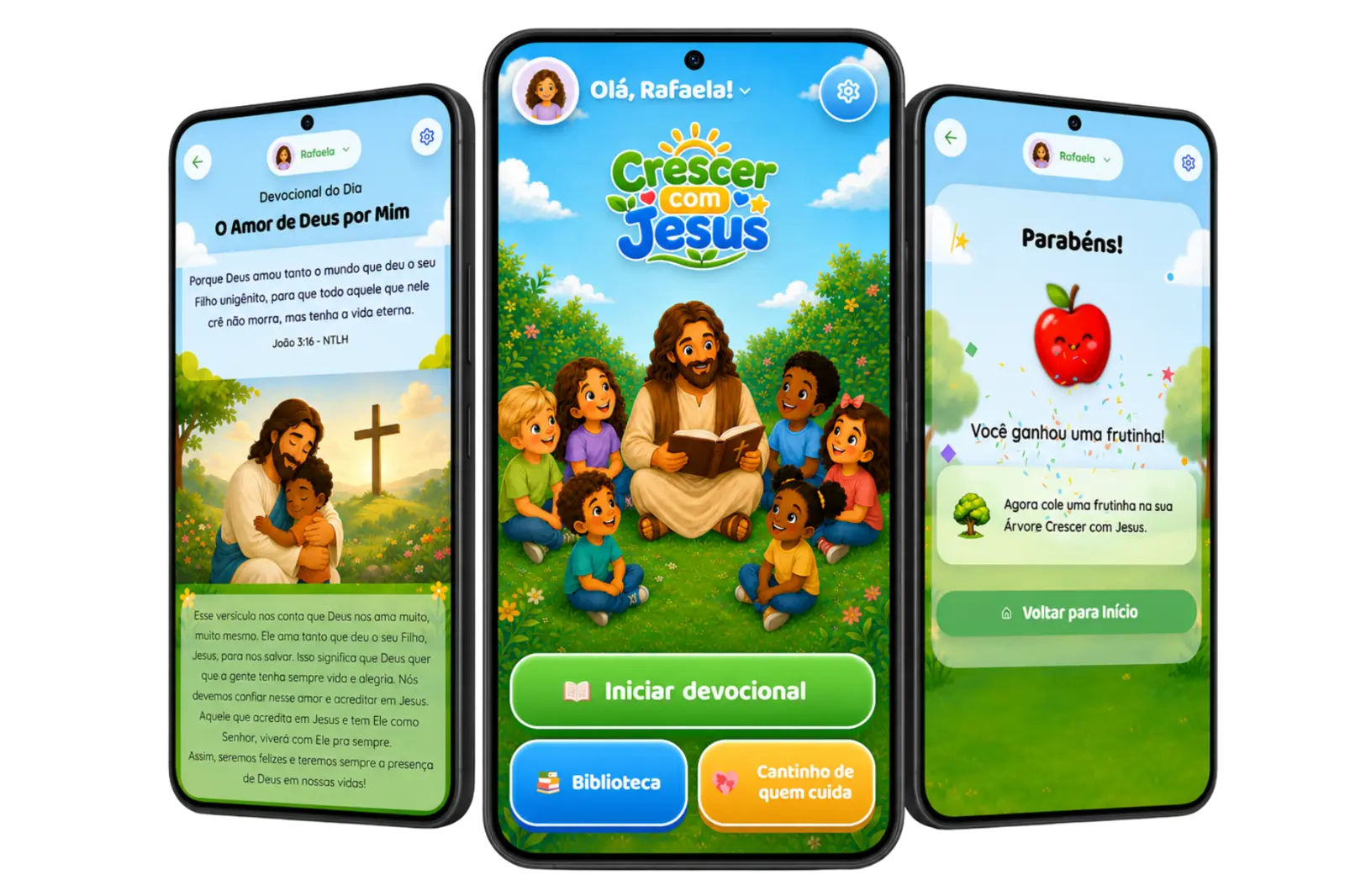 Telas do aplicativo Crescer com Jesus